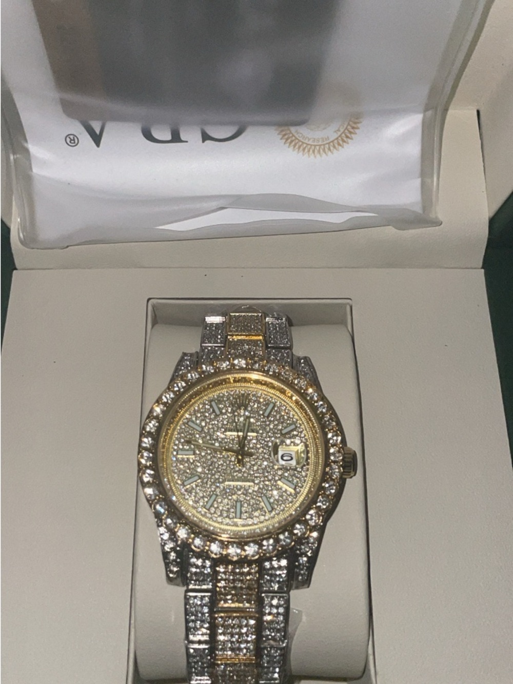 Rolex Date Just Gold and Silver Vvs1 Diamond-Accented Women's Watch